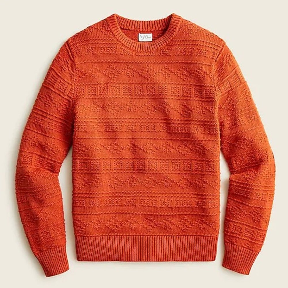 J. Crew Cotton sweater in combination guernsey stitch L